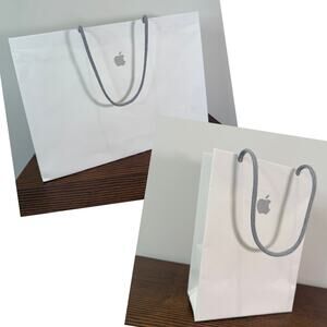 Apple Retail Store Paper Shopping Bags Bundle of 2 White